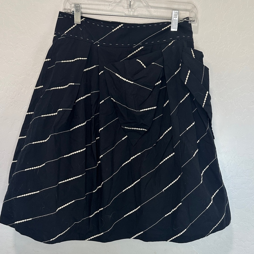 Anthropologie VTG‎ sz 4 Black Striped Floreat Subway Stairs Skirt nwt academia